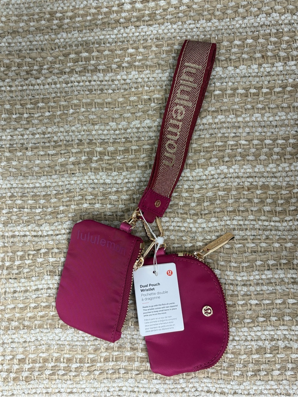 lululemon athletica Dual Pouch Wristlet in Deep Berry with Branded Strap